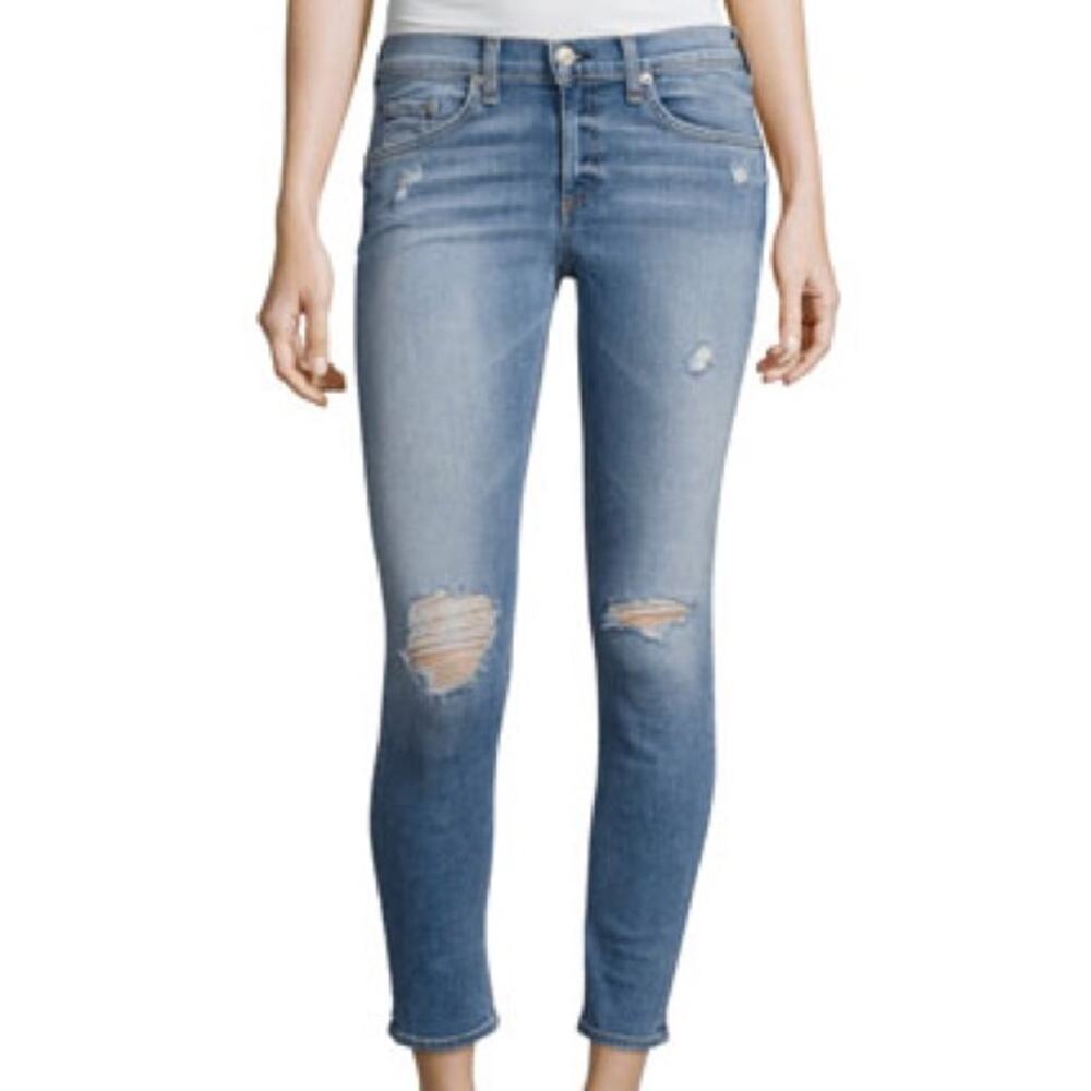 Rag & Bone Gunner Distressed Light Wash Capri Jeans Size 29